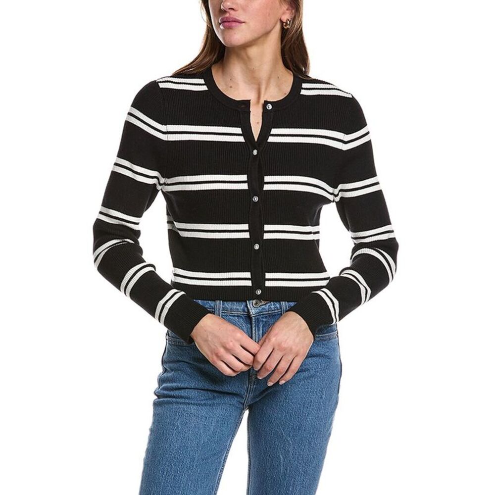 Design History Womens  Cropped Cardigan, Black